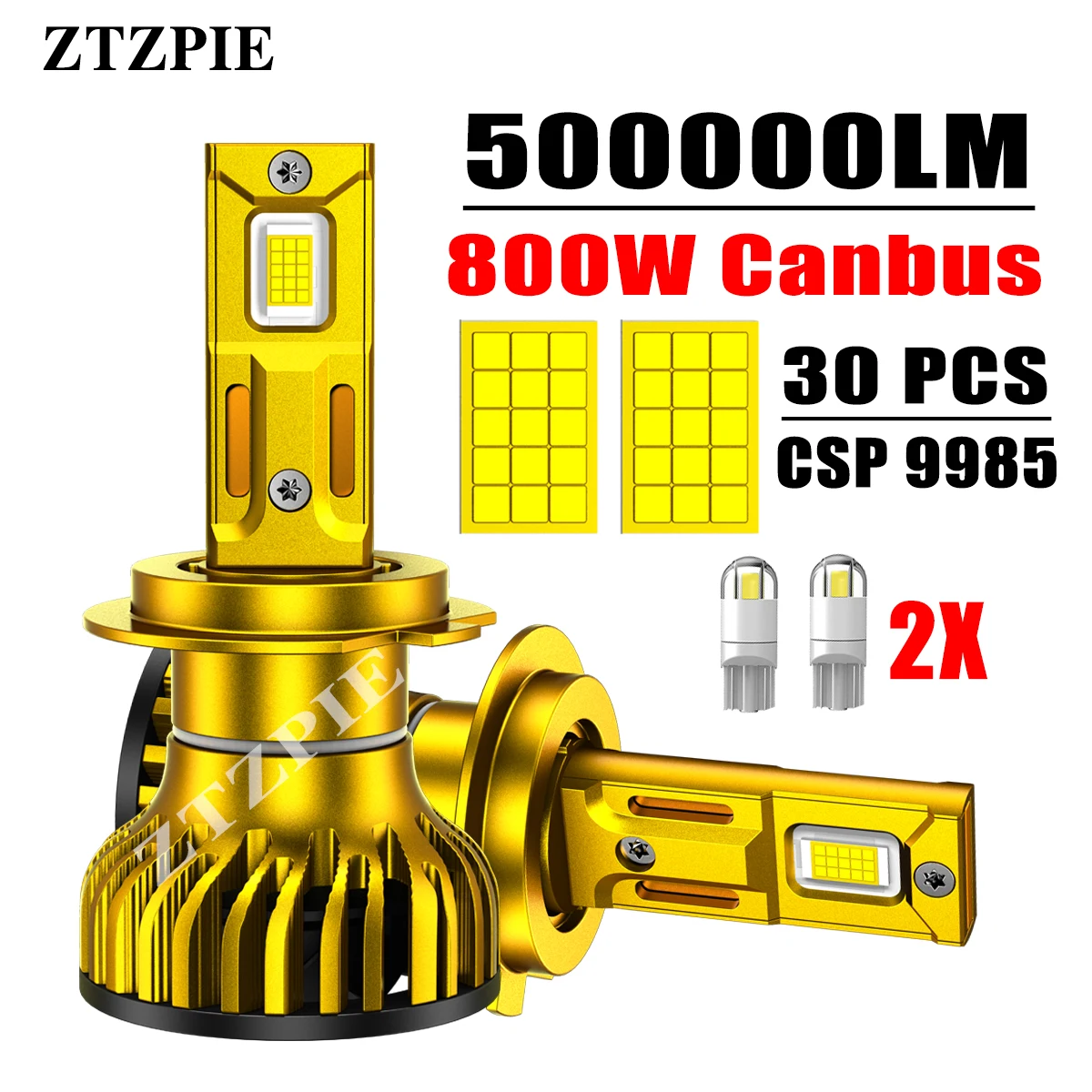 ZTZPIE 500000LM Powerful Canbus Car Led Headlight 6000K HB3 HB4 9005 9006 H1 H7 H4 H11 Bulbs CSP 9985 Chips Fog Lamp 800W Light