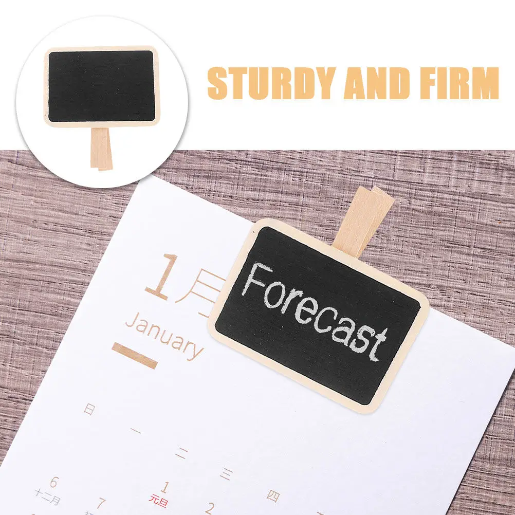 50Pcs Wood Chalkboard Tags Mini Blackboard Signs with Clip Chalk Name Tags for Buffet Food Labels Small Chalk Boards Message