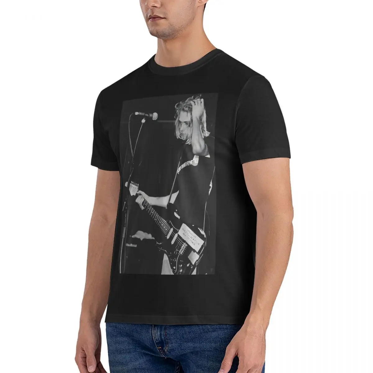 Men's Band American T Shirts Kurt-Cobain Pure Cotton Tops Casual Short Sleeve Crew Neck Tees Graphic T-Shirts official-website