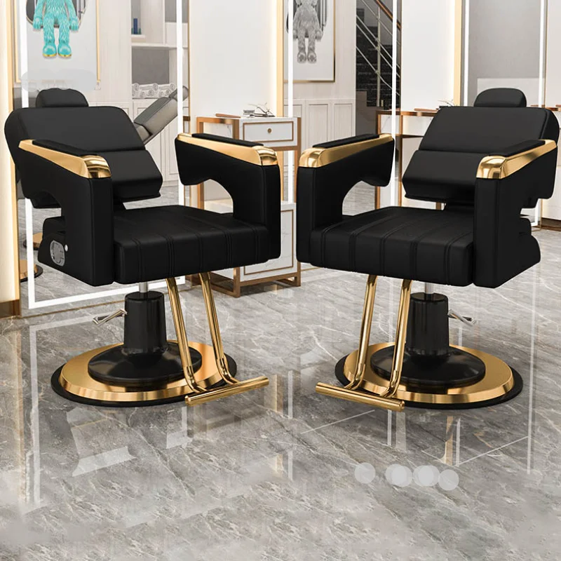 Durable Hair Salon Barber Chairs European Style Apartment Hairdressing Chair Dressing Room Back Armchair Beauty Salon Recliner H