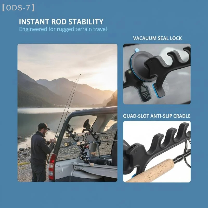 [ODS-7]Suction Cup Fishing Rod Car Placement Rack Removable Scratch Resistant Fishing Pole Holder for Truck Van Fishing Gear【WO