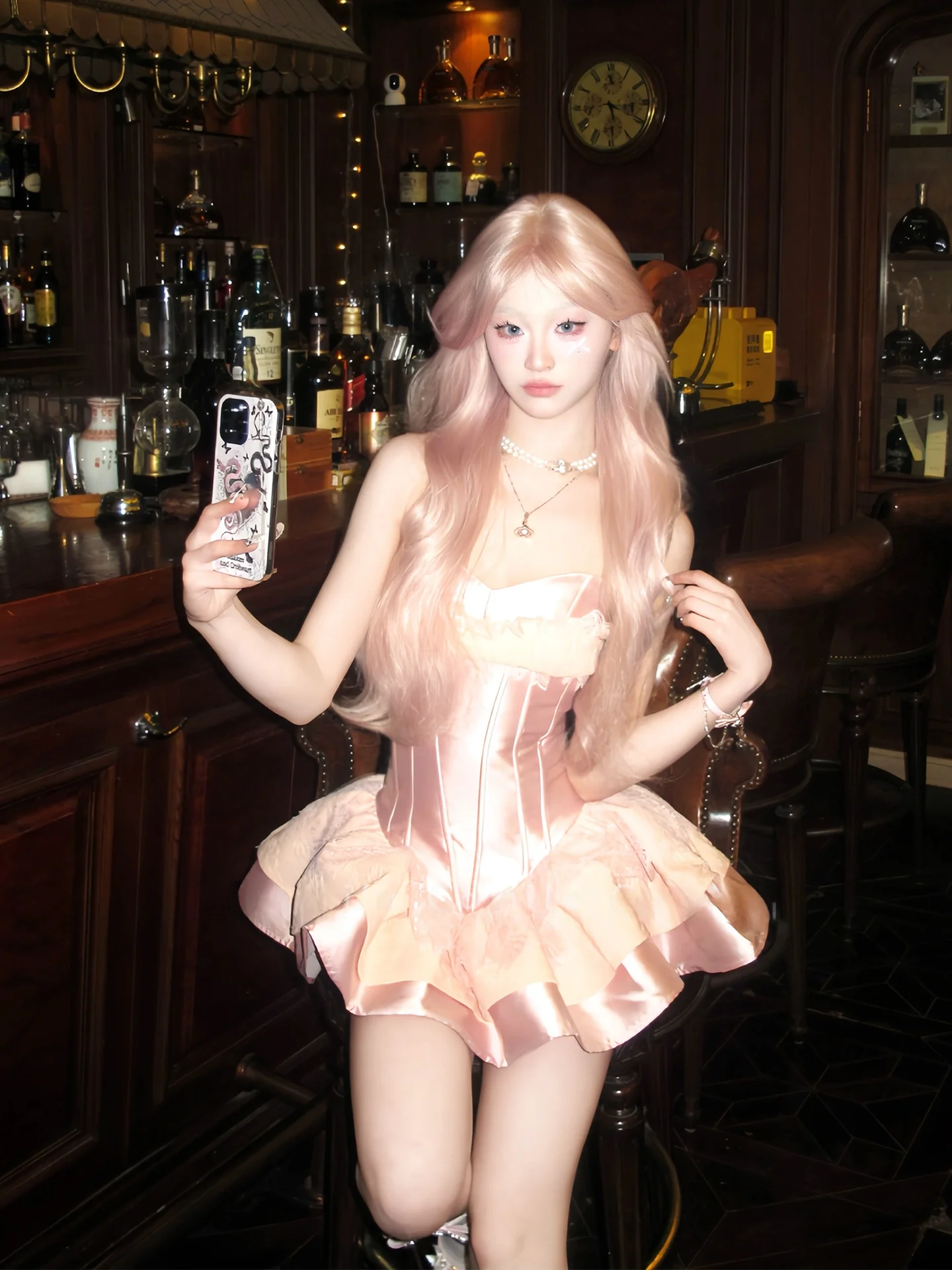 pink-ballet-princ-dr-crossed-strap-bustier-ort-skirt-birthday-date-ceremony-sweet-high-waist-puffy-gown-for-women