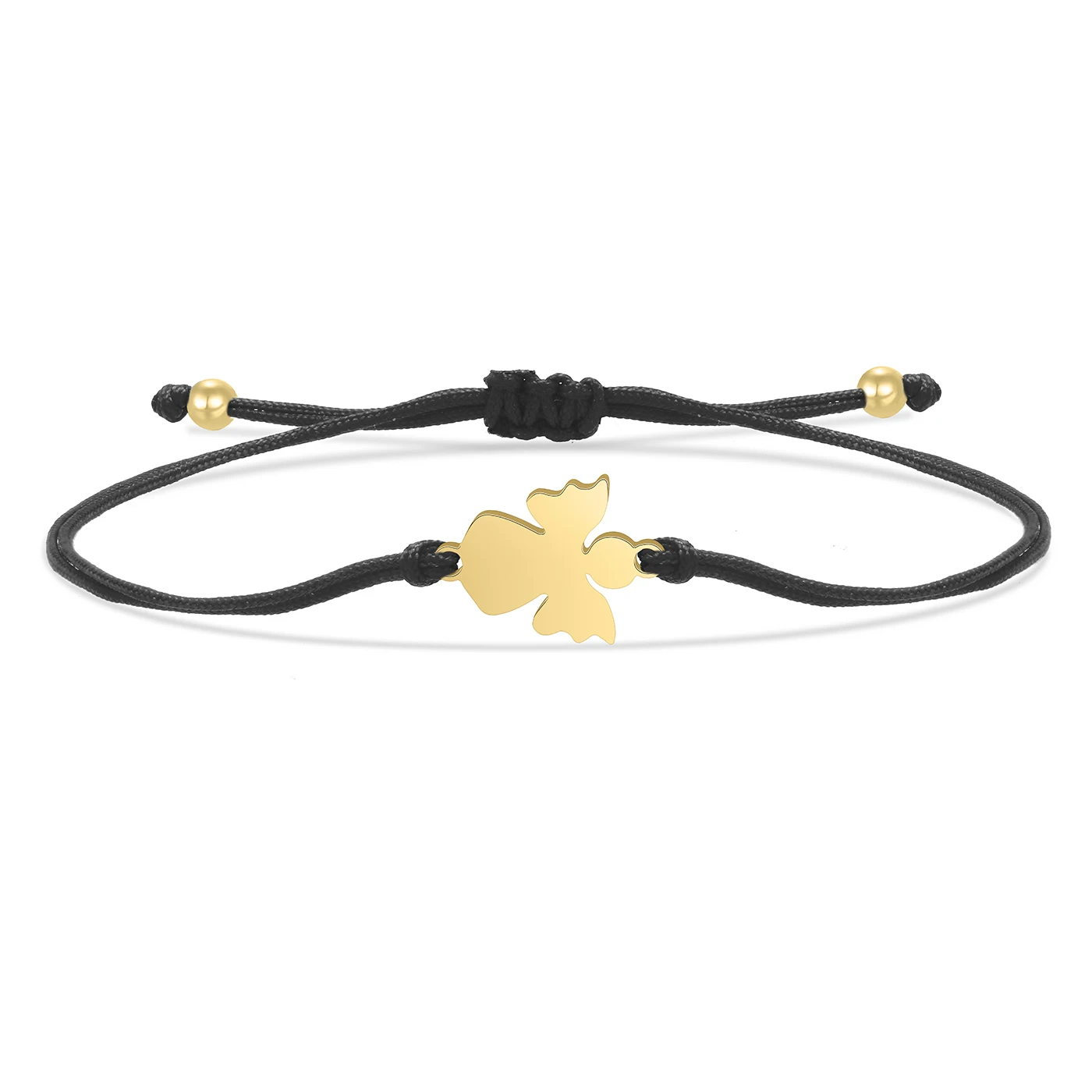 Gold-plated Stainless Steel Angel Wing Charm Adjustable Bracelet Women 2024 New Fashion Red String Handmade Friendship Jewelry