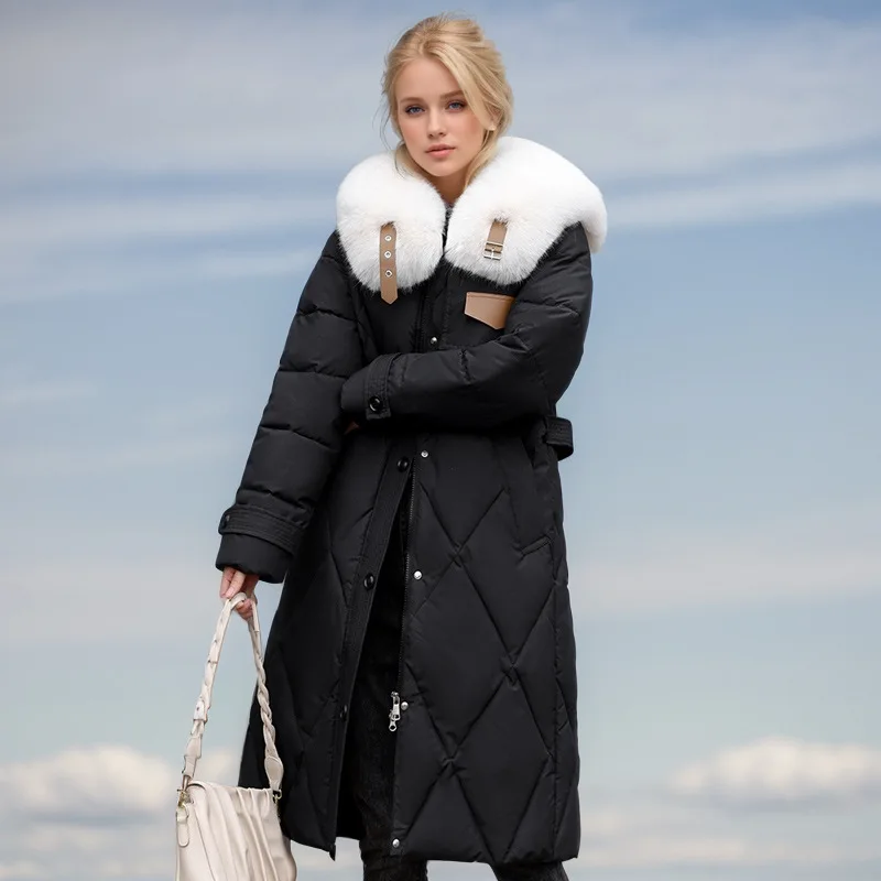 

Belted Winter Female's Coat Contrast Striped Lambswool Lapel Collar Figure-flattering Coat For Lady Minimalist Long Women's Top