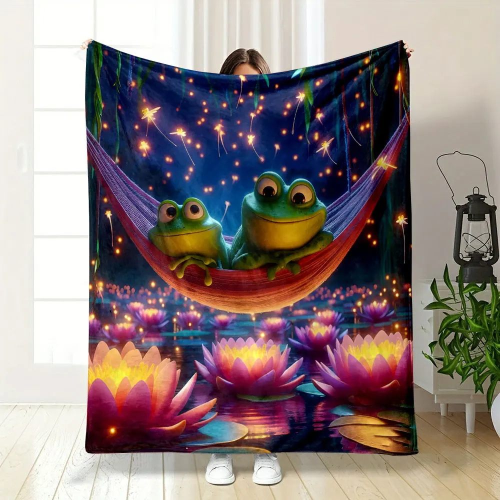 

Плед с принтом зеленой большеглазой лягушки-цикадки, праздничный подарок для друзей и семьи, для спальни, гостиной, дивана, кресел, кровати