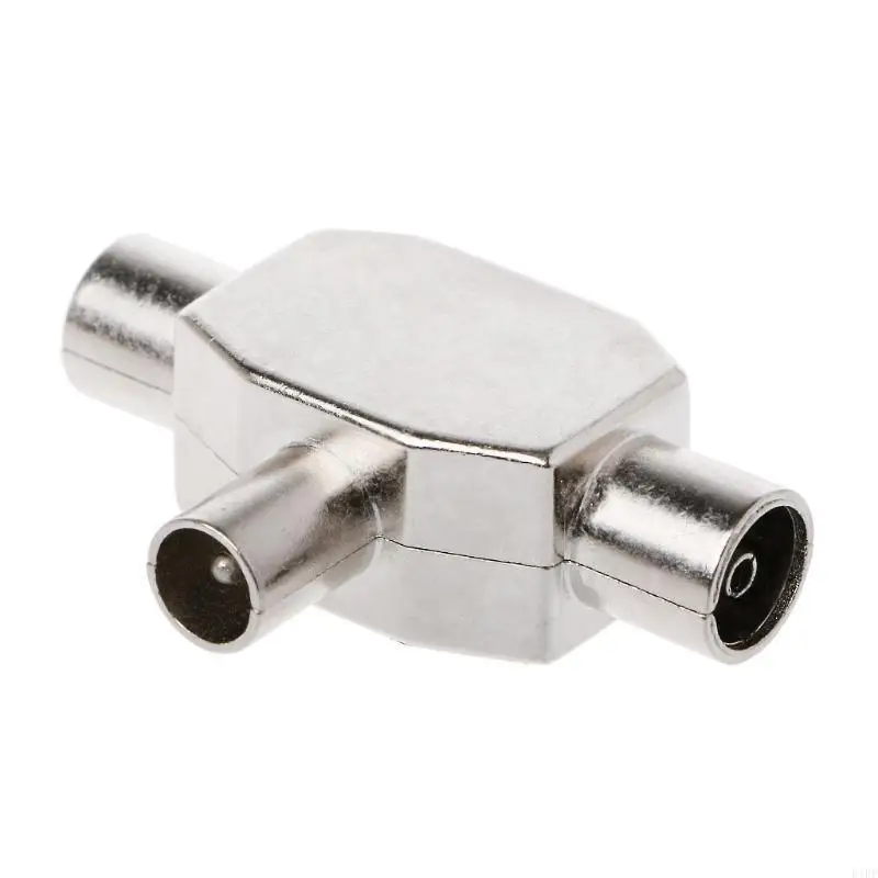 E1PF 2 Way for T Splitter1x Male to 2 x Female Metal COAX Coaxial Aerial Adapter
