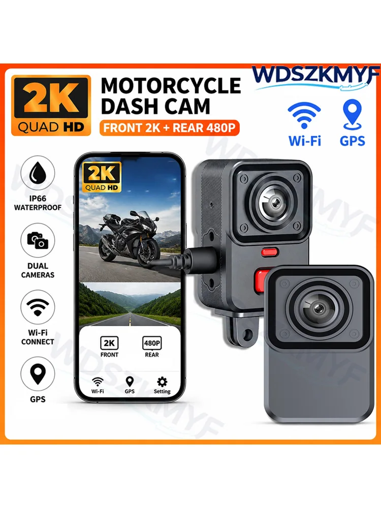 AliExpress WDSZKMYF 2K HD Dual Camera Motorcycle DVR WiFi GPS Waterproof IP66 Single lens Loop Recording Cam Video Recorder Mountain Bicycle Motor