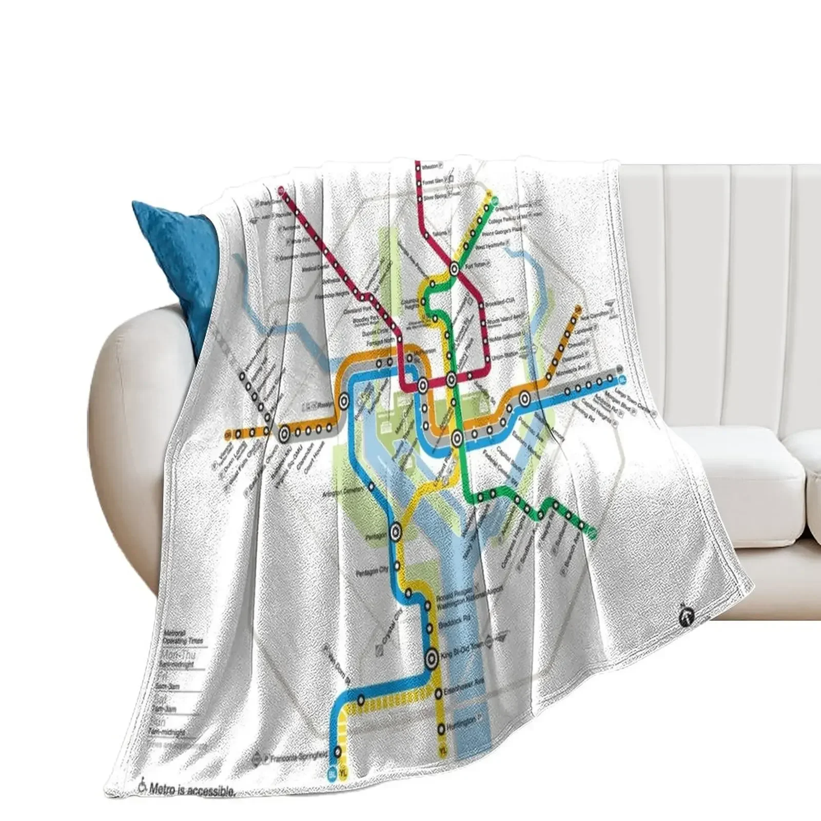 WMATA Metro Map Throw Blanket Designers Heavy Summer Beddings Blankets