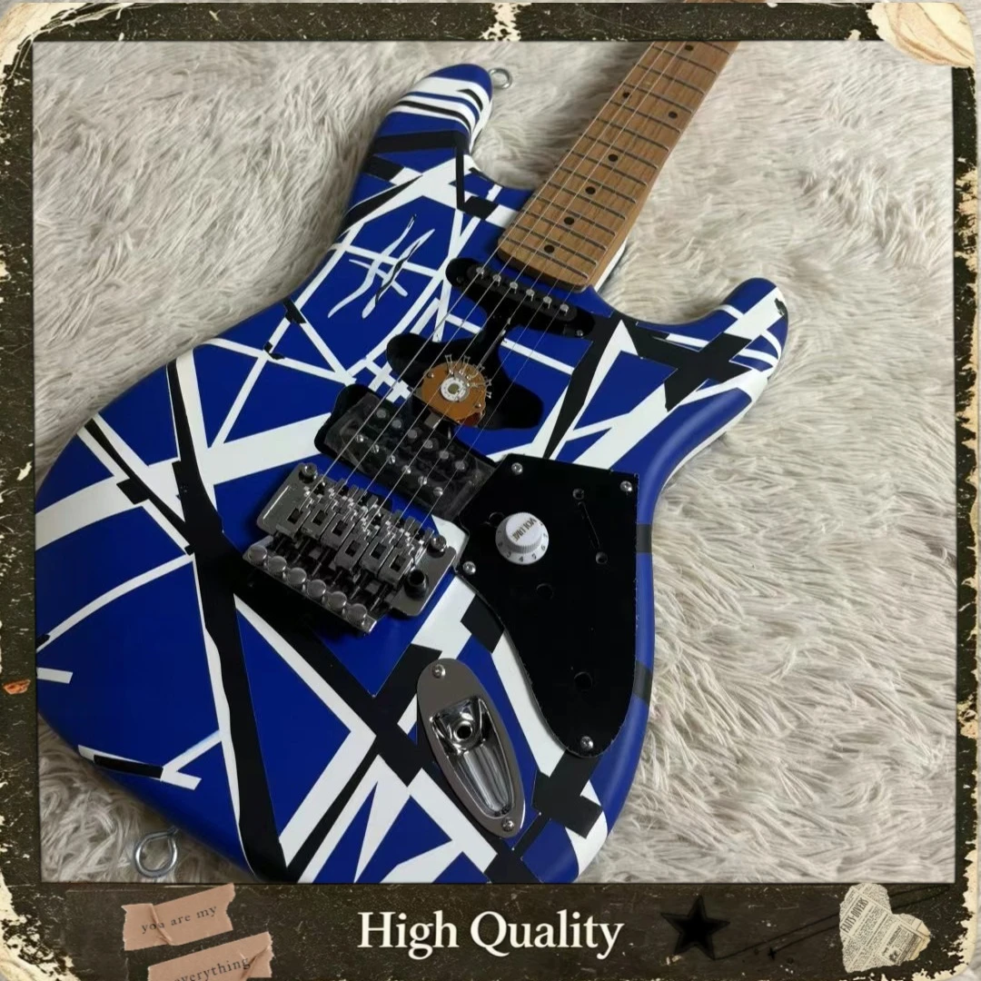 STY Style Electric Guitar Blue Black White Geometric Graphics Single Humbucker Pickup Floyd Rose Tremolo Free Shipping