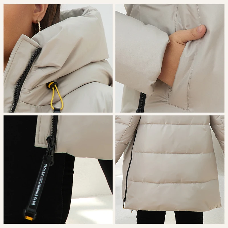 Imagem -05 - Hailuozi-jaqueta com Bolsos Femininos Parka de Algodão à Prova de Vento Outwear Feminino Quente Cabolsa Grosso Tamanho Grande Inverno Novo 2023 872