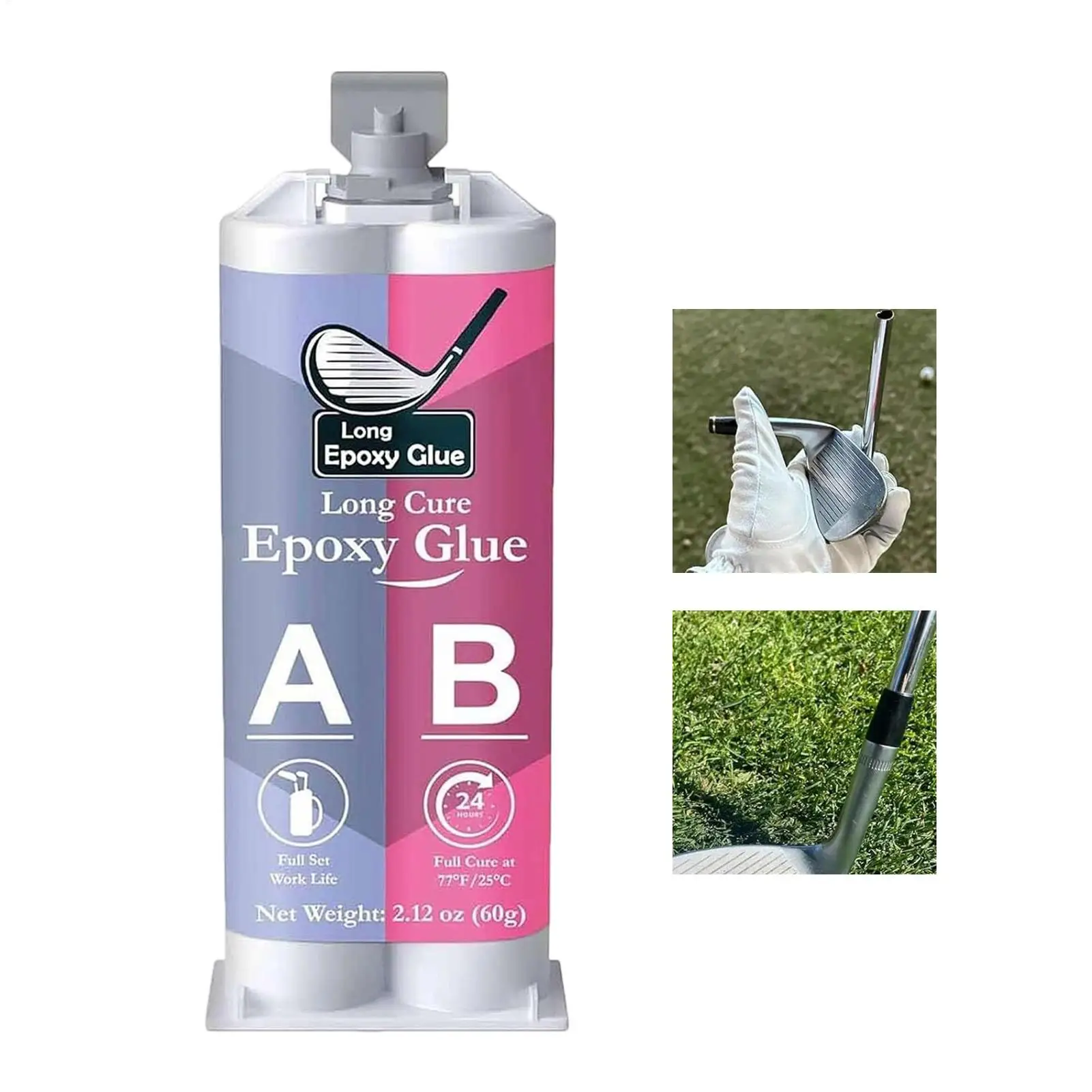 60g Long Cure Epoxy Glue for Golf Club Repair High Impact & Waterproof AB Adhesive Quick Cure Transparent Durable Golf Epoxy