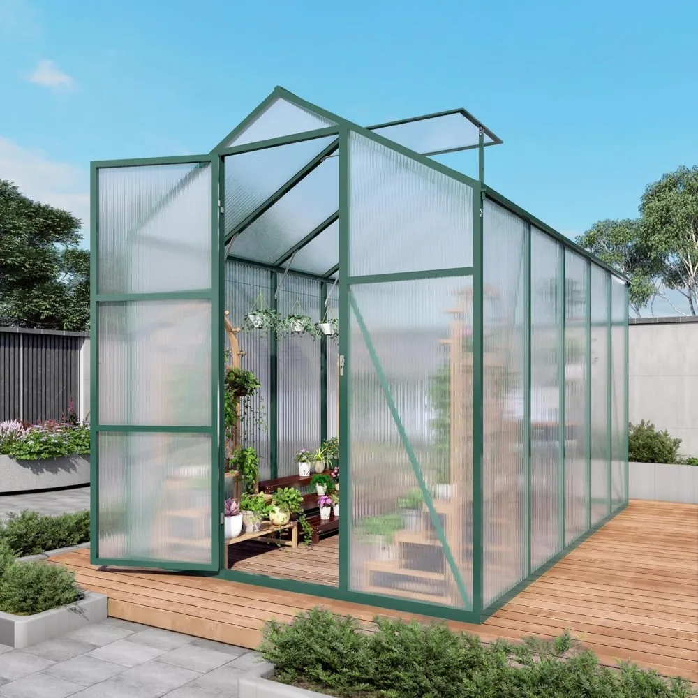 

86in High 6*10.2FT Greenhouse for Outdoors, Polycarbonate Greenhouse with Stronger Wind Protection and Roof Vent, Walk-in Large