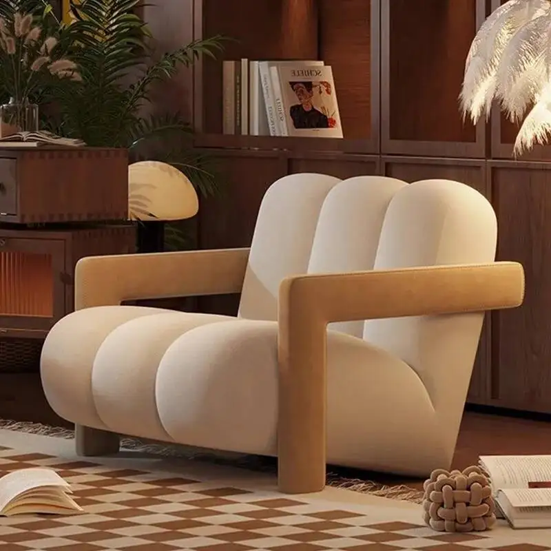 

Modern Living Room Lounge Chair Retro Fabric Home Office Relaxing Armchair Comfortable Single Sofa Chair Durable Soft Cafe Chair