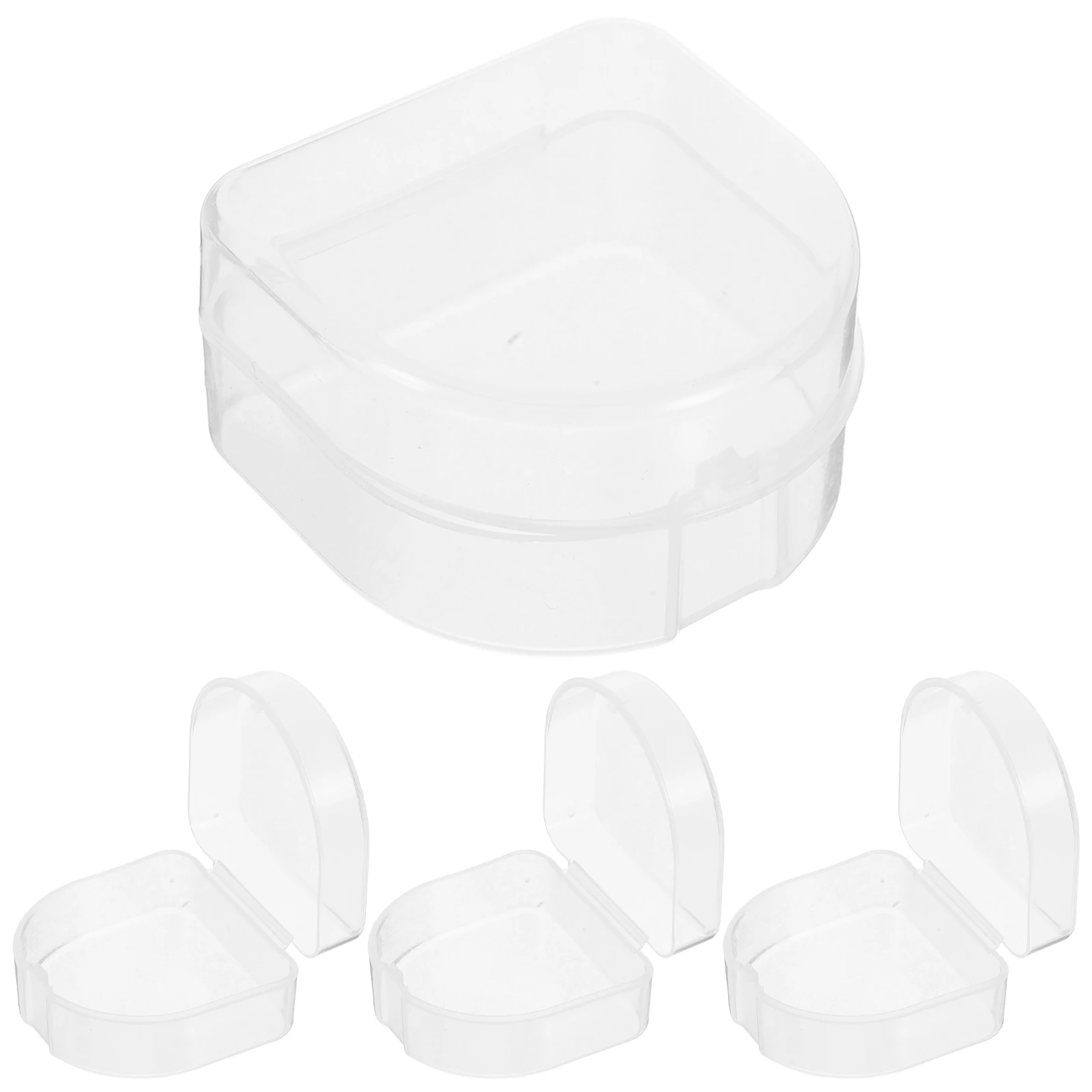 

4Pcs Transparent Dentures Storage Box Teeth Case Mouthguards Night Guard Holder Travel Bath Beads Container for Women Men
