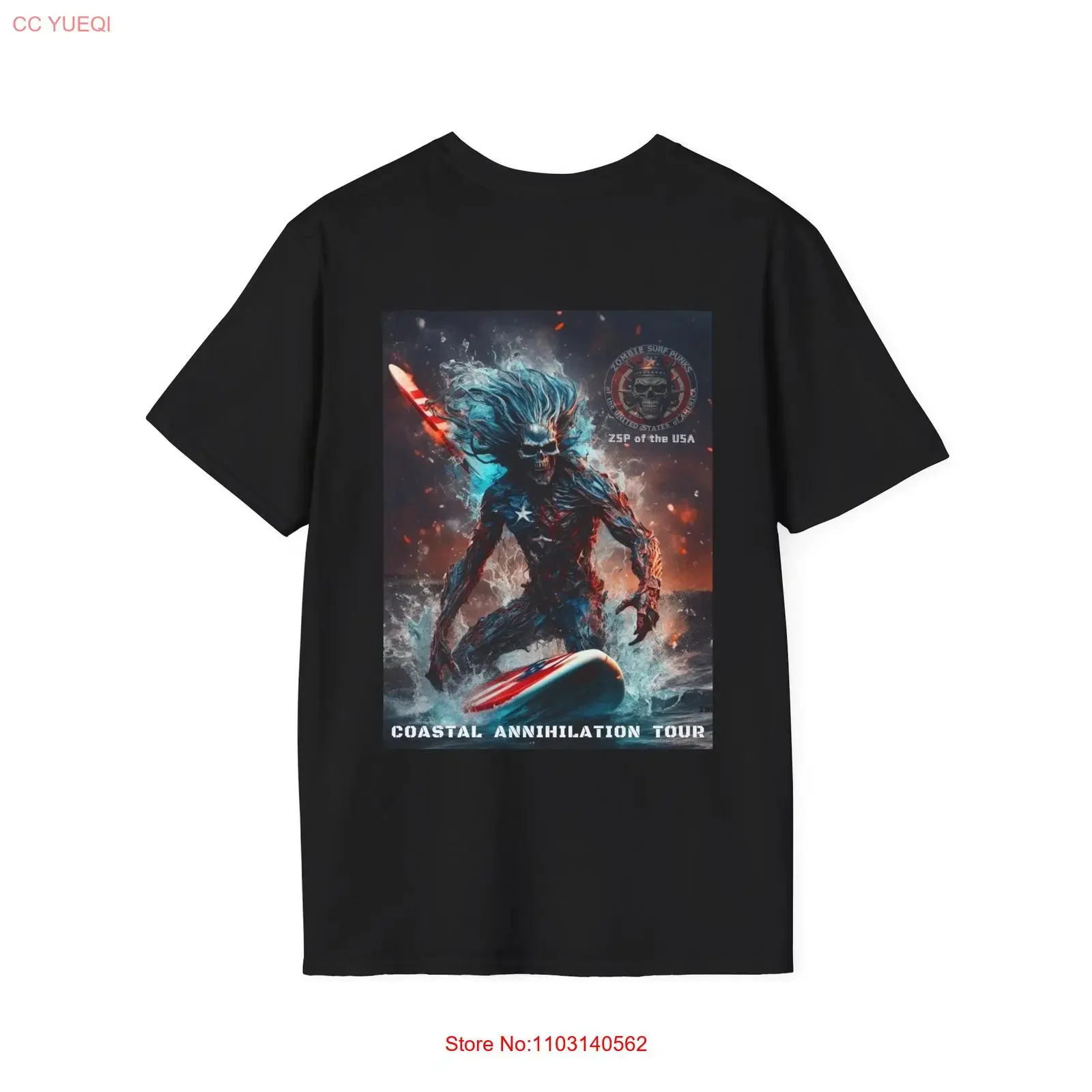 

Zombie Surfer from Horror artist Dean Roth Softstyle T Shirt vintage Washed Soft Unisex designer clothes Stretched Casual