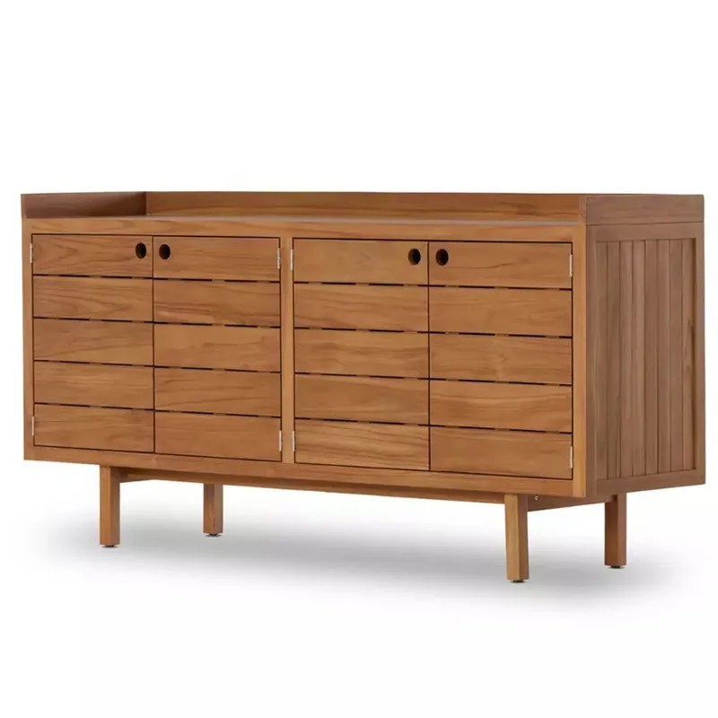 

Outdoor dining side cabinet, living room villa wabi-sabi wind, waterproof and sunscreen, retro teak outdoor, storage