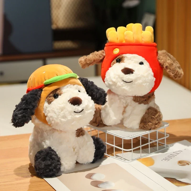 HIgh Quality Cosplay Chips Cap Hamburger Milk Hat Dot Dog Soft Puppy Cuddly Plushies Doll Stuffed Animals Baby Appease Doll