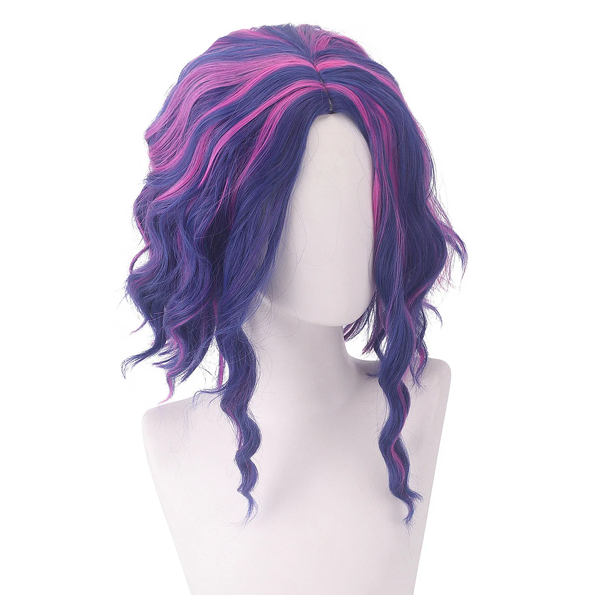 شعر مستعار اصطناعي طويل مموج أرجواني أزرق زي تنكري ألياف مقاومة للحرارة شعر أنيمي حفلة الهالوين لعب الأدوار الموضة