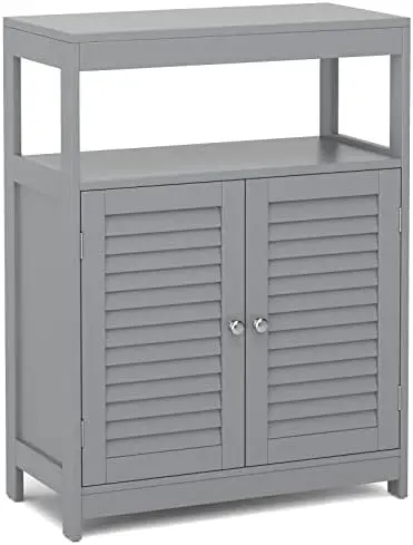 

Floor Cabinet, Multifunctional Bathroom Floor Cabinet with Double Shutter Doors and Adjustable Inner Shelves, Ideal for Bathroo