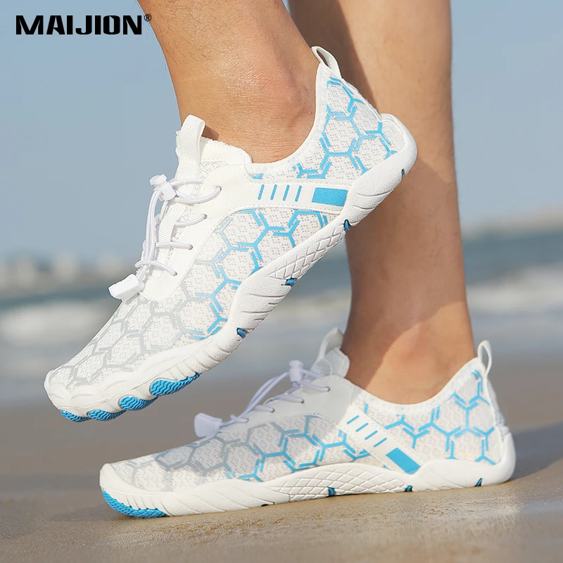 Men Seaside Water Sports Shoes Women Quick Dry Outdoor Wading Shoes Rubber Sole Non-Slip Aqua Shoes for Swimming Surfing Fishing
