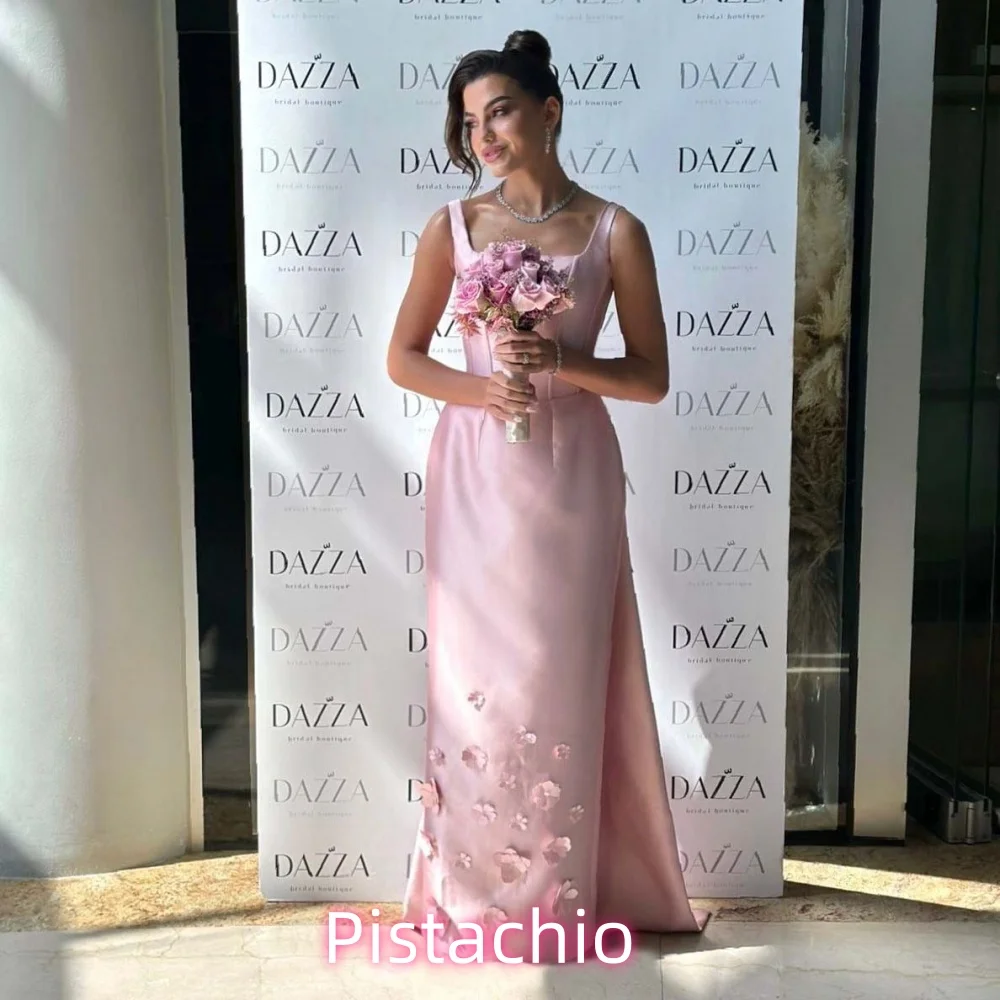 

Customized Exquisite Spaghetti Strap Women Prom Dress Square Neck Charming Mermaid Floor Length Party Dress Women Evening Gown