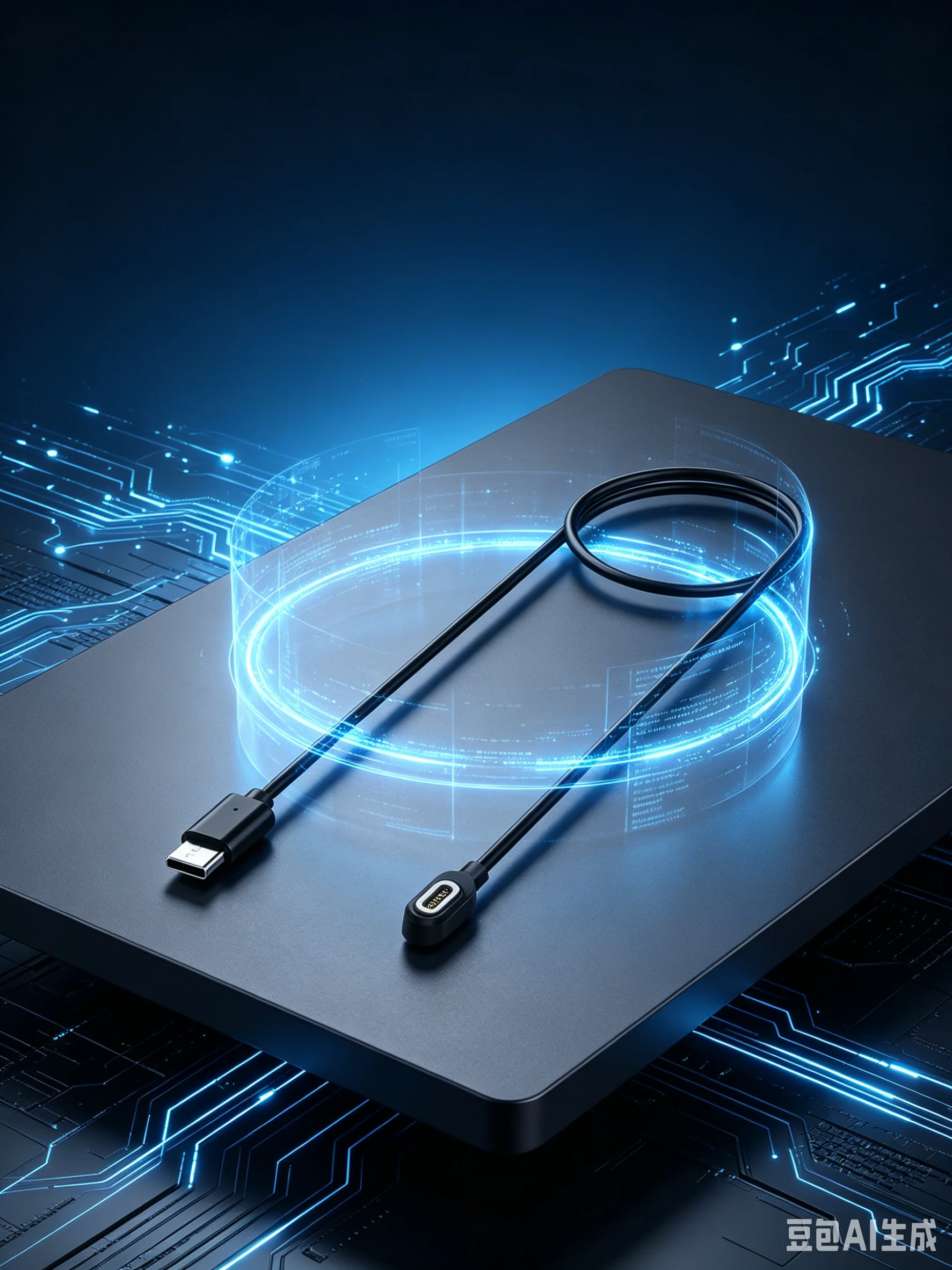 Charging Cable With Magnetic Connector Compatible With For Rokid AI Smart Glasses Built Using Flexible TPE And Measuring 1M