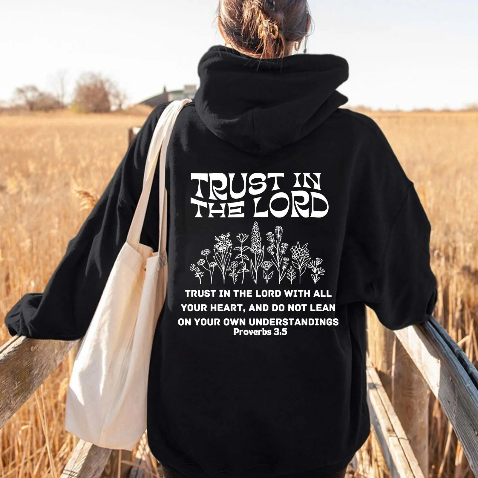 

Women's Long Sleeve Fleece Hoodie With Letter Print Back And Front Pocket Hoodie Pullover Sweatshirt Pullovers Hooded