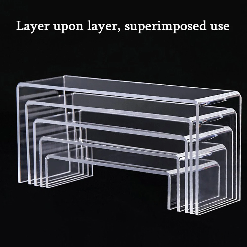 5Pcs Transparent Acrylic Display Stand 18-26cm Clear Retail Display Stands Plinth Designed For Countertops Or Display Cabinets