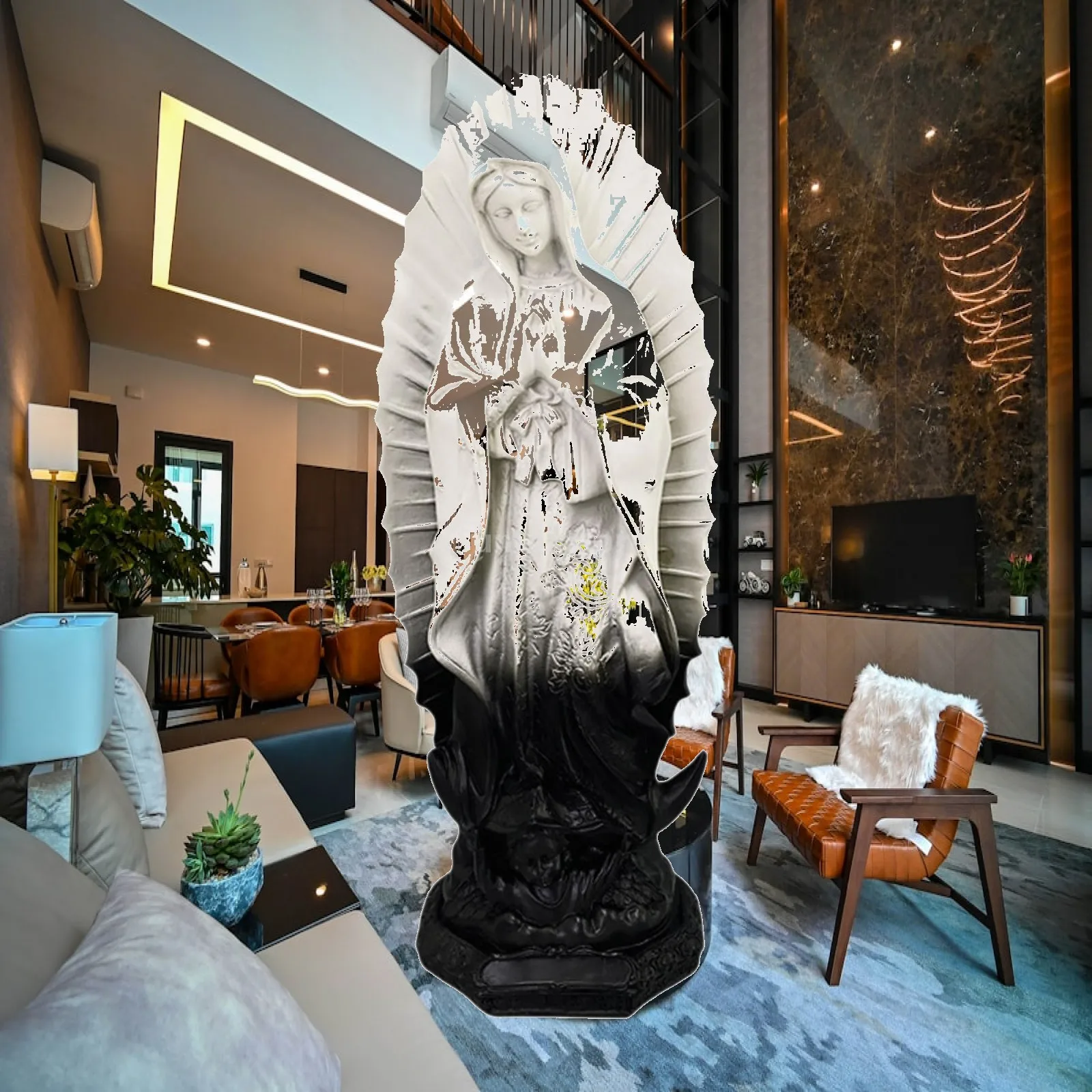 Mother Mary Figurine Collectible Our Lady of Fatima Figure Resin Figurine Decoration Religious Sculpture for Table Home Decor