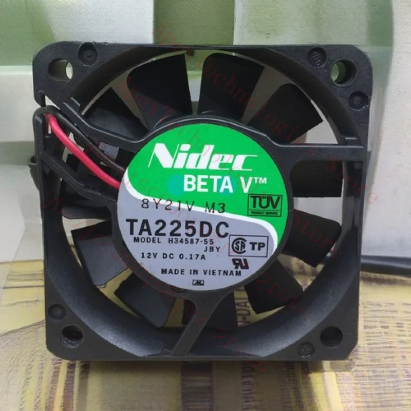 Nidec TA225DC H34587-55 12 В 0,17 А 6 см 6015 2-проводной охлаждающий вентилятор Nidec TA225DC H34587-55 12 В 0,17 А 6 см 6015 2-проводной охлаждающий вентилятор