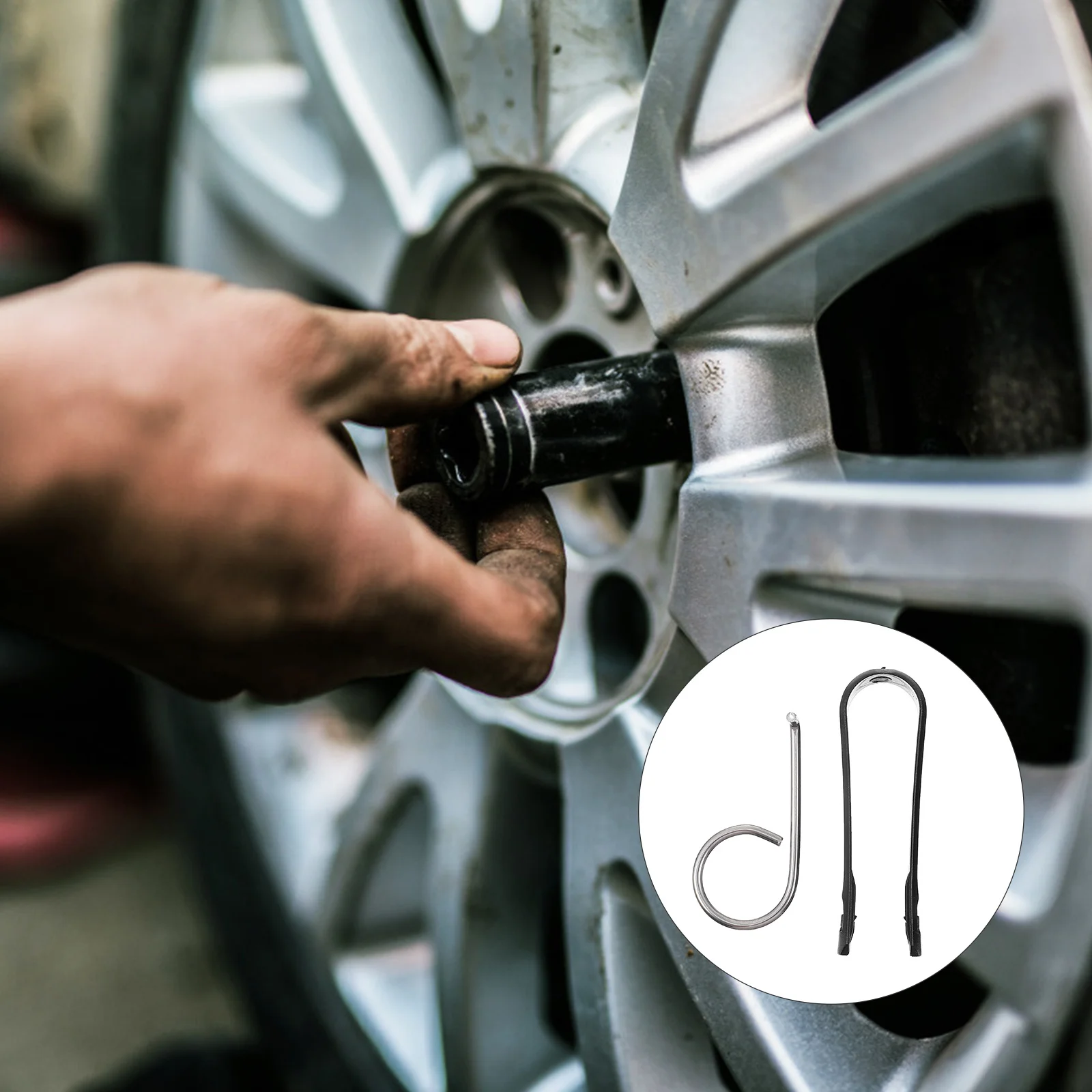 

2 set Tire Hook Wheel Lug Durable Design For Car Tire Bolt Caps Removal Tool Wheel Screw Cover Remover Hub Nut Remover