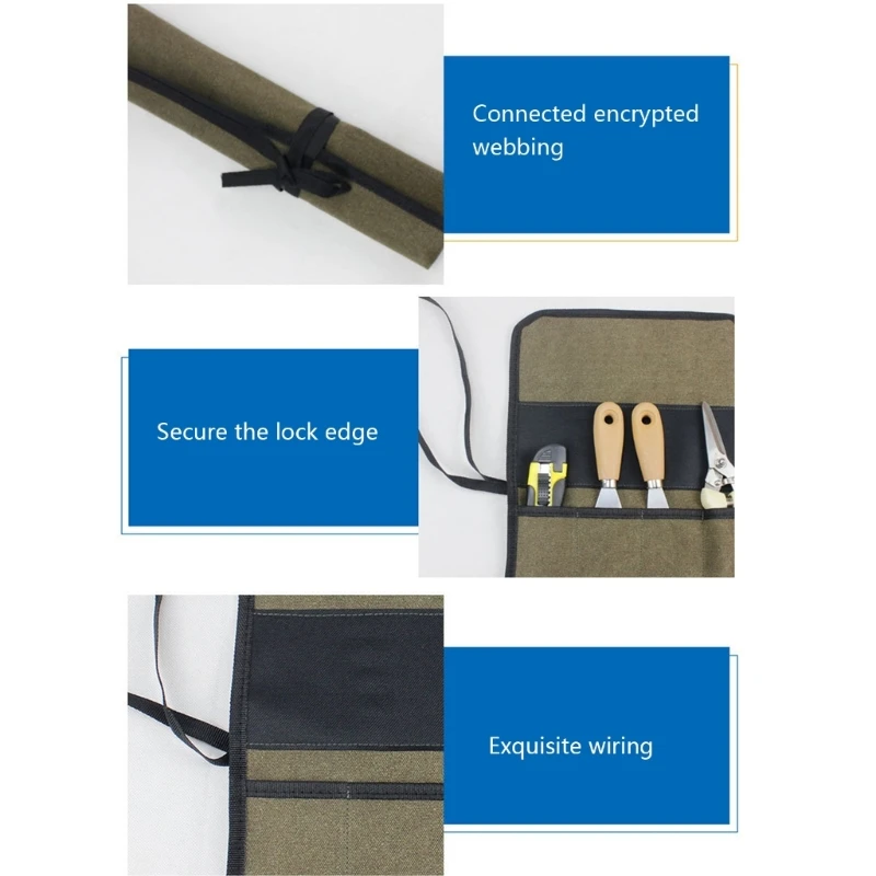 Canvas Dụng Cụ Túi Cuộn Với 4 Túi Động Mang Theo Túi Xưởng Bảo Quản Thả Con Tàu