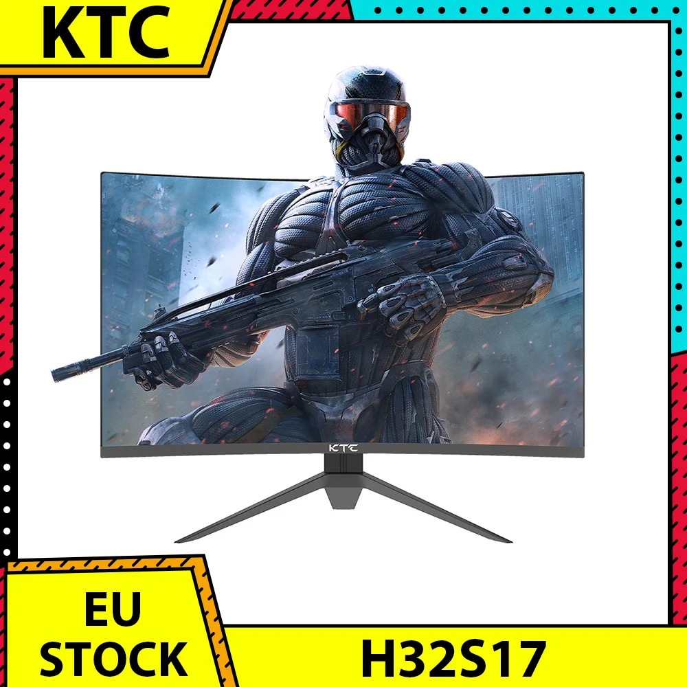 KTC H32S17 32 inch 1500R Curved Gaming Monitor 2560x1440 QHD 165Hz 16:9 ELED HDR10 Low-blue Compatible with FreeSync and G-SYNC