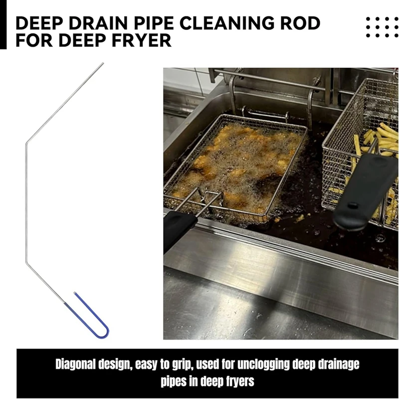 ●3 Pcs Fryer Cleaning Tools L Shaped Stainless Steel Bristles Fryer Deep Cleaning Brush Rod for Restaurant Air Fryer-ABFB