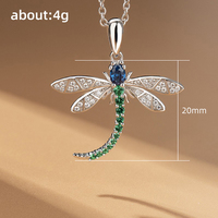 New 925 Sterling Silver Dragonfly Necklace Shiny Charm Animal Pendant Necklace Women's Birthday Party Gift Fine Jewelry