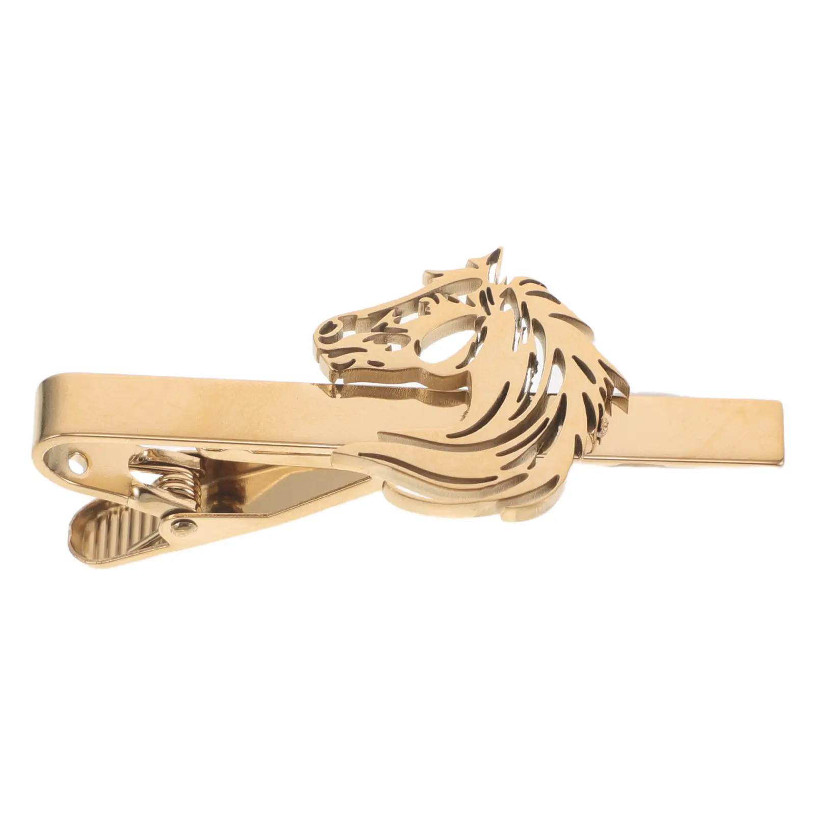 Horse Tie Clip for Men – Ornate Gold Stainless Steel Necktie Bar, Secure Grip for Wedding & Business Formal Wear