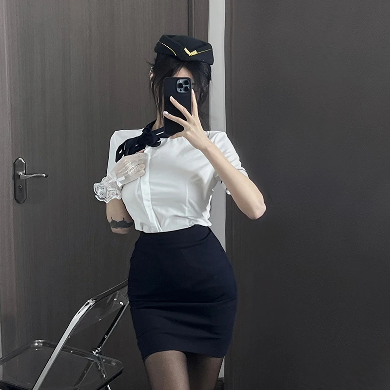 Costume da segretaria sexy loween Cosplay Air Host Stage Performance Nightclub orm Insegnante Outfit Faion da donna