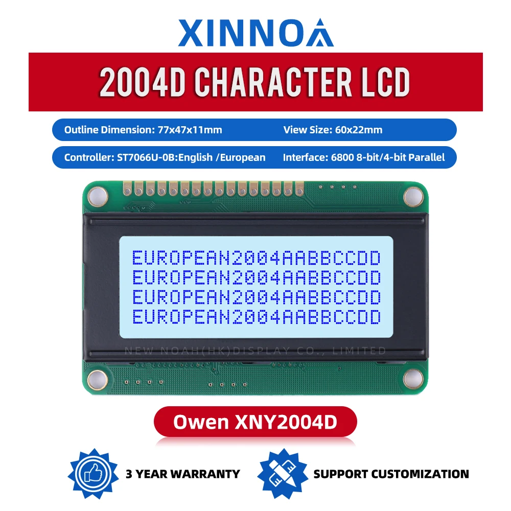 European Gray Film Blue Letters 2004D Character LCD Module 4*20 4X20 16PIN Interface Module ST7066U Single Row Interface Module