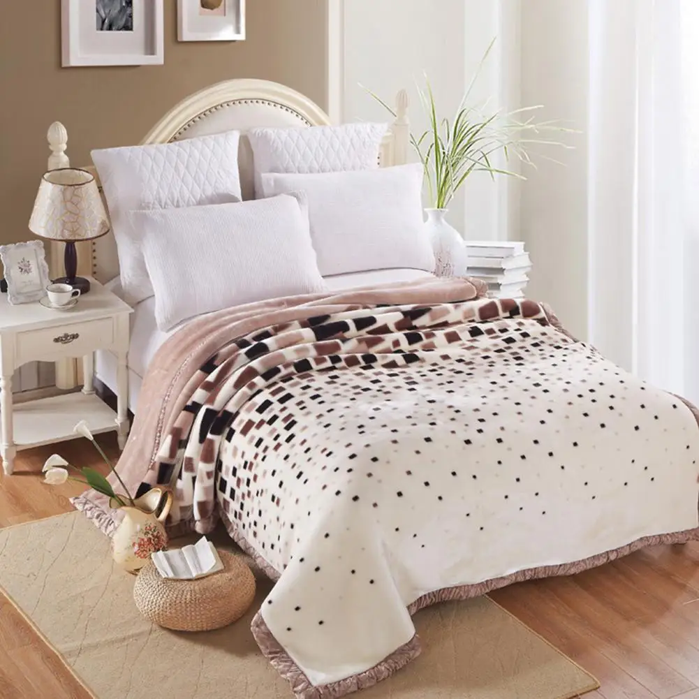 Winter Thick Blanket Luxurious Double-layered Floral Print Flannel Blanket for Maximum Comfort Warmth Retention for Bed