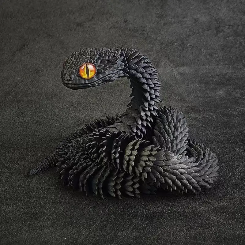 3D Printed Snake Dragon Rotatable Articulated Snake Joint Mobility Animal Simulation Model Office Desktop Ornament Home Decor