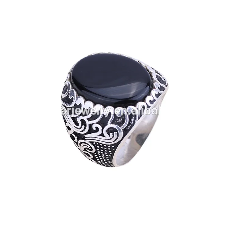 

Onyx Men Gemstone Rings Black 925 Sterling Silver Ring UK Wedding Bands or Rings Silver