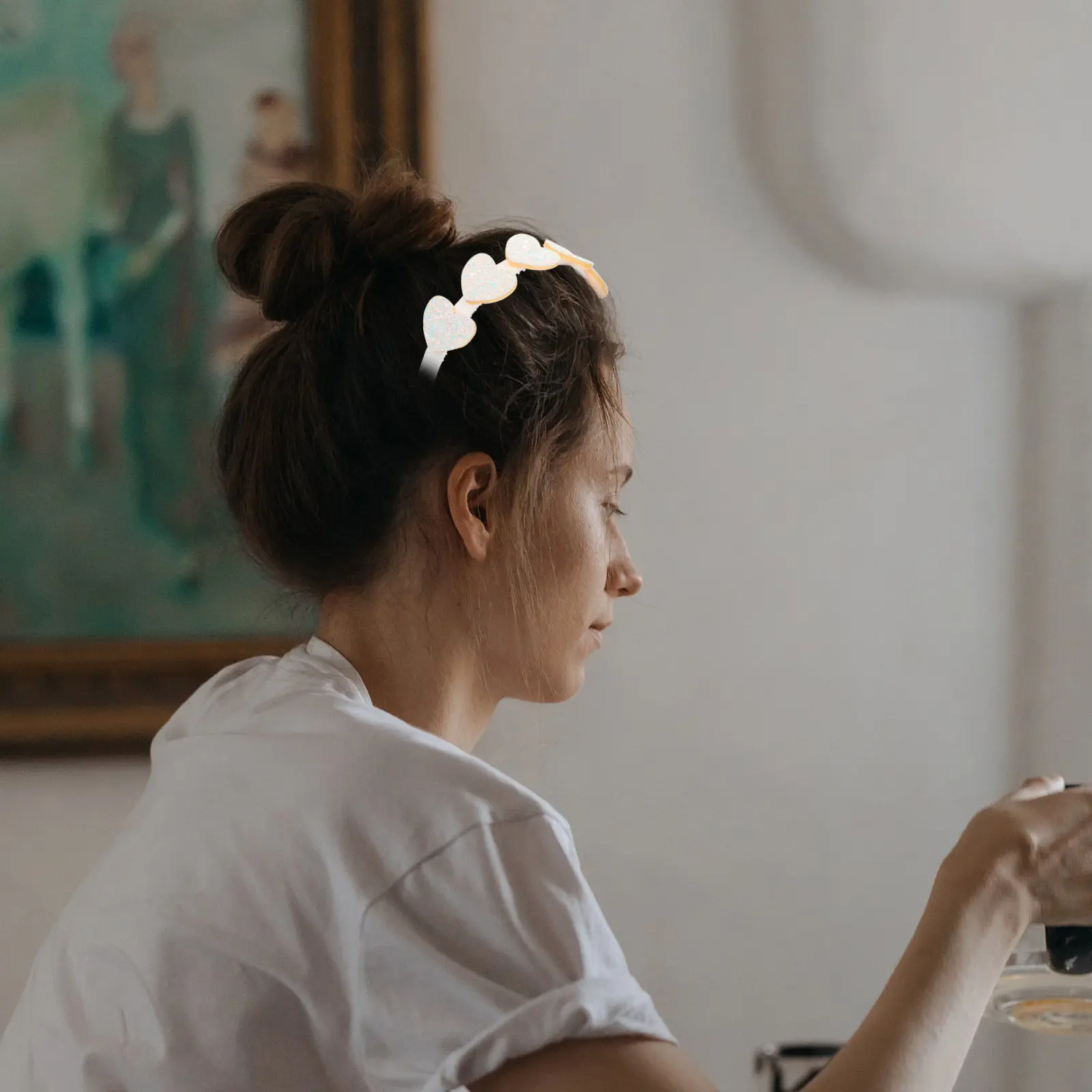 

10Pcs Heart Shaped Hairbands Sequin Scallion Powder Chic Headband Lightweight Comfortable Birthday Party Photo Props