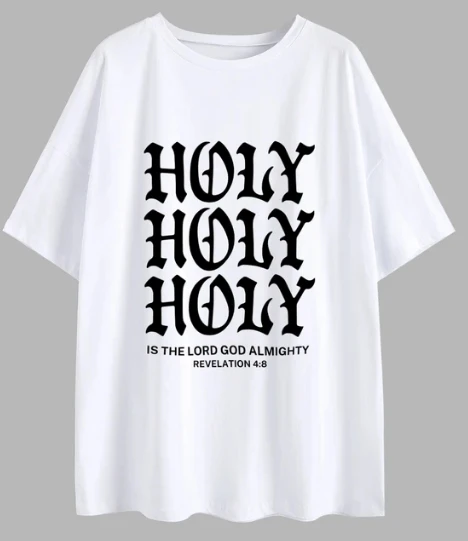 HOLY HOLY HOLY Is Coming Oversized T-Shirt Christian Loose Tee Women Trendy Casual Cotton Aesthetic Top