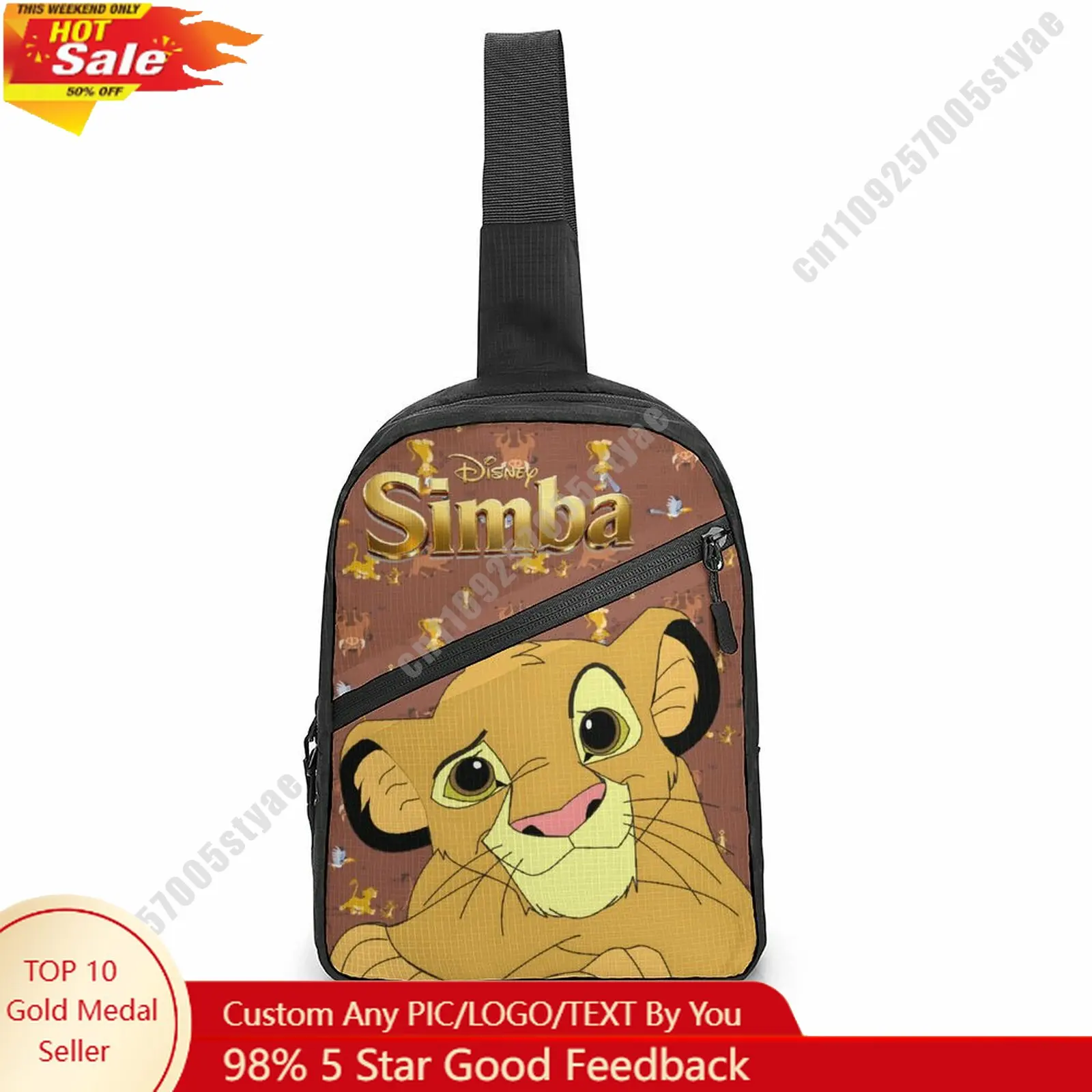 

Сумка-слинг Simba, легкая водонепроницаемая сумка через плечо с персонализированным дизайном Disney, фотографиями, текстом и логотипом