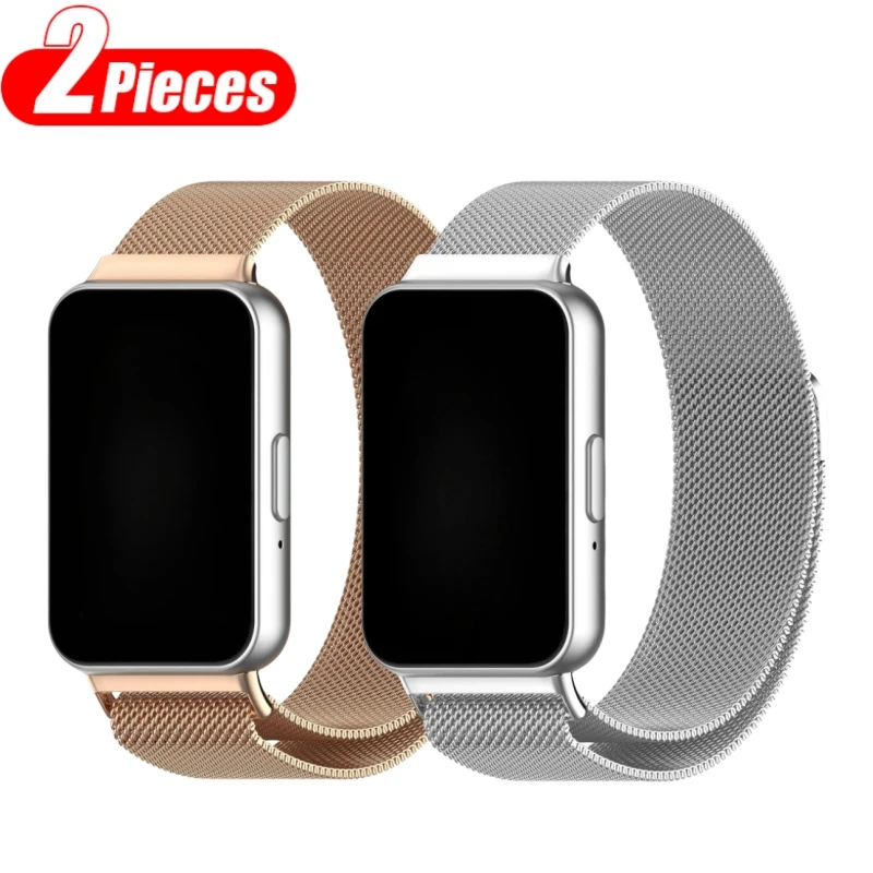 Milanaise-Schlaufenarmband für Samsung Galaxy Fit 3, Zubehör, Edelstahl-Magnetarmband für Galaxy Fit3, Metallgeflechtband