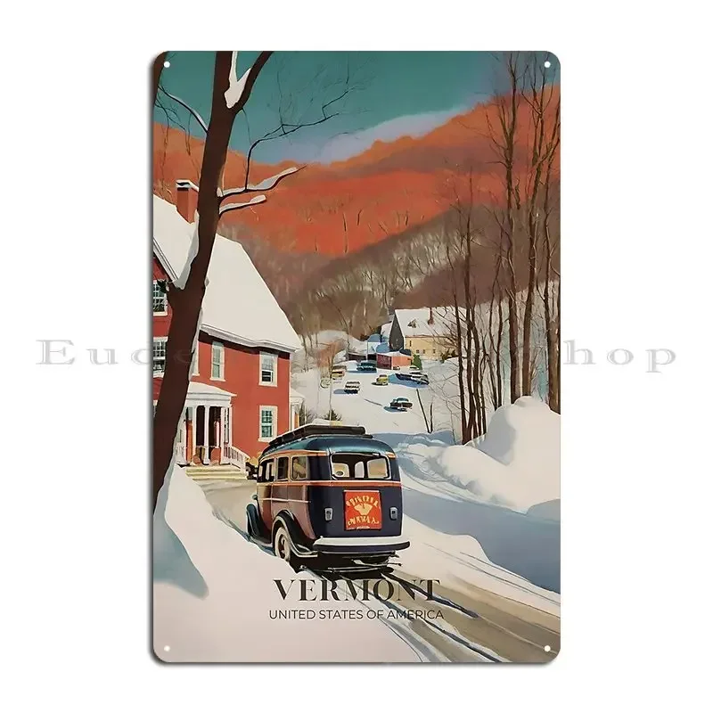 Vermont Travel Poster Colorful And High Resolution 300 Dpi Metal Sign Club Party Club Party Plates Designer Tin Sign Poster