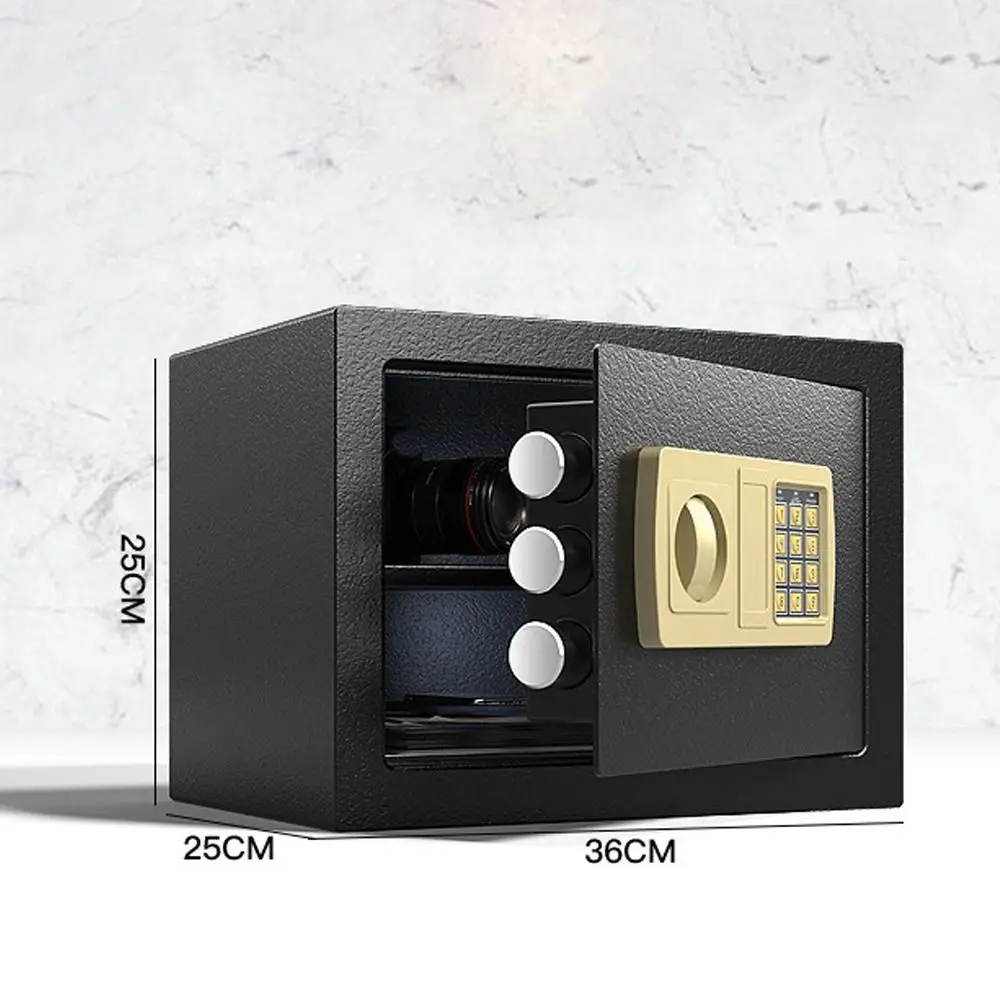 Metal Safety Deposit Box Small Black Gold Digital System Safe Theft Proof Combination Lock Fireproof Safe Box