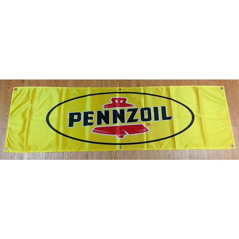 130GSM 150D Polyester Material Pennzoil lubricating oil Banner 1.5ft*5ft (45*150cm) Size Advertising Decor Flag yhx283