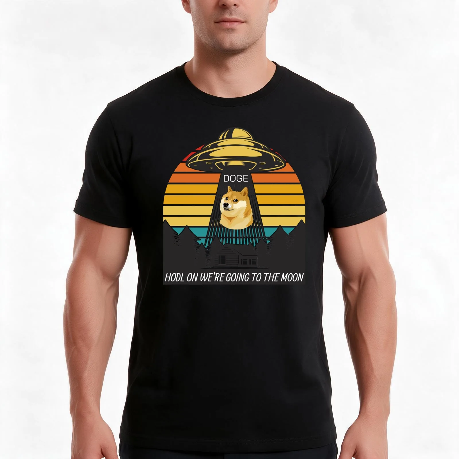 Dogecoin DOGE HODL on we're going to the moon T-Shirt Summer Casual Cotton Tee Oversized Streetwear Tops Unisex Men Women