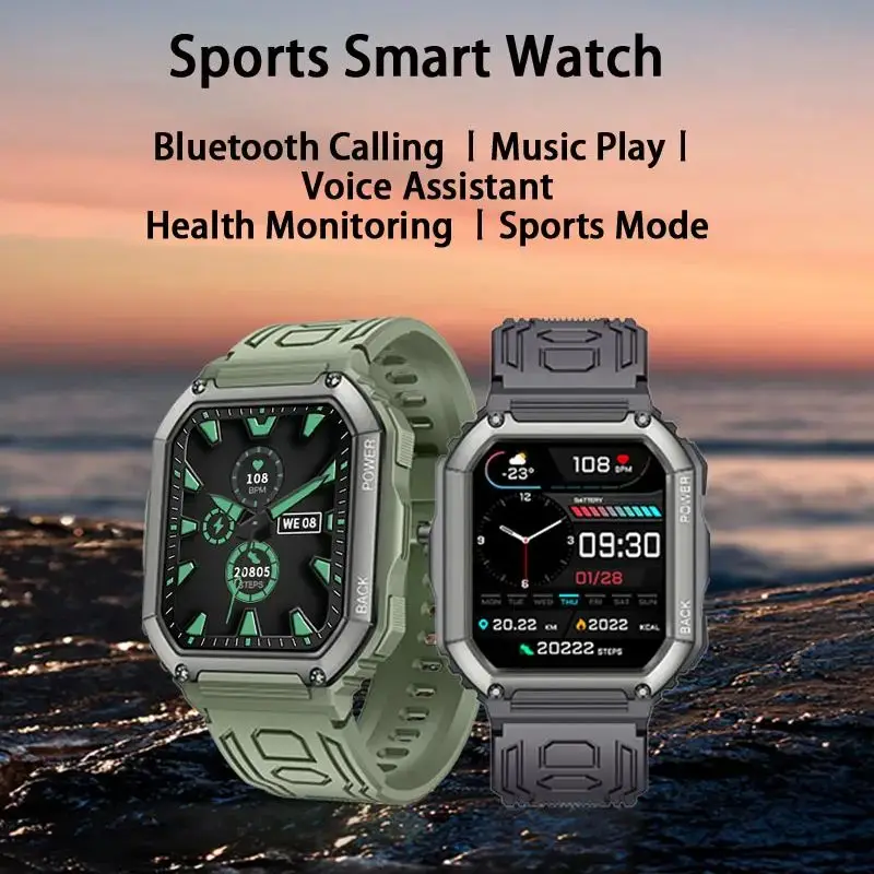 Outdoor Smart Watch Men Sports Track Fitness Music Play Bluetooth Dial Call Men 5Atm Waterproof Smartwatch for Ios Android